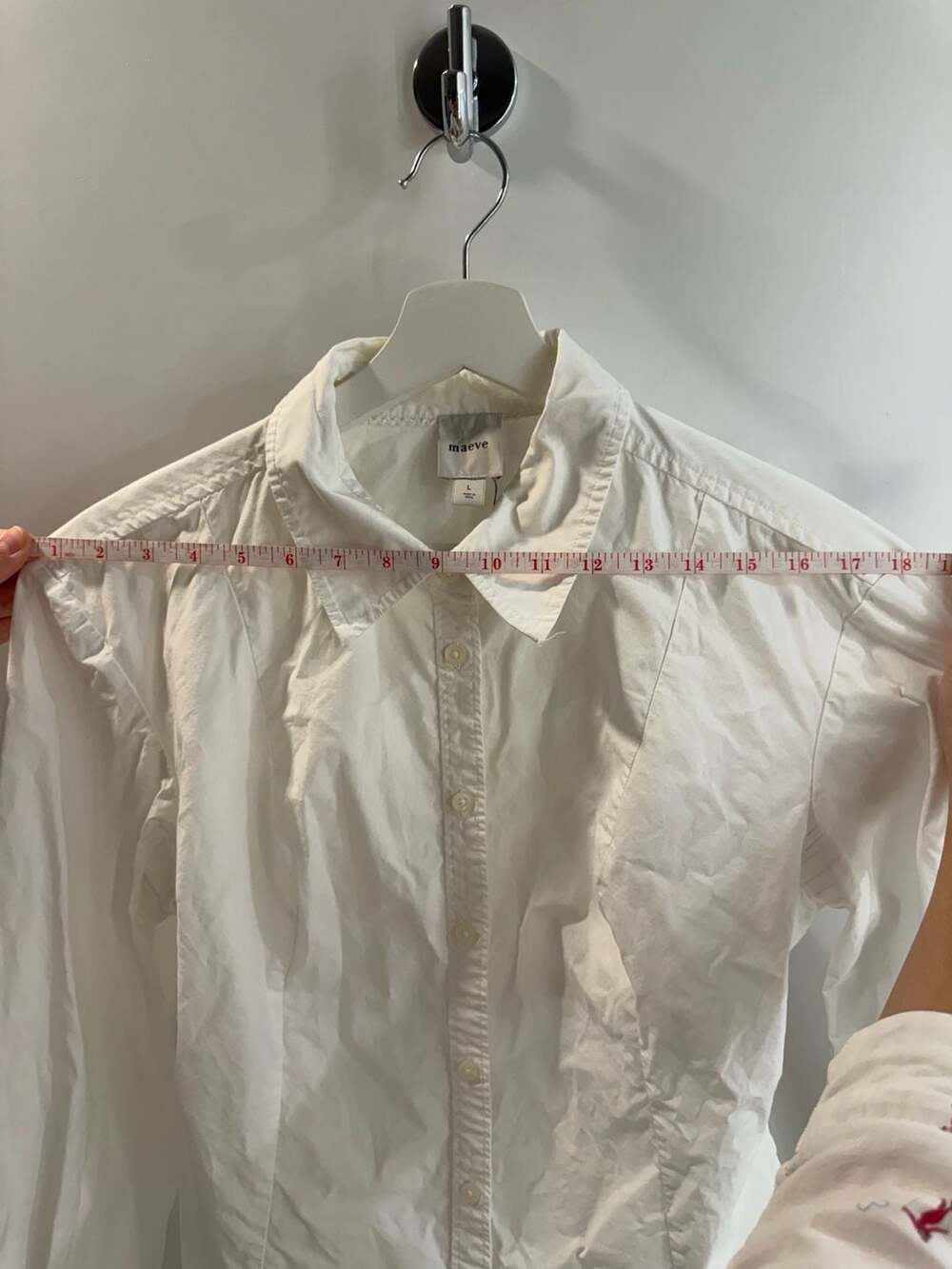 Maeve White Button Down Shirt Size L - Picture 6 of 9